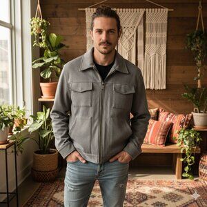 Men's unbranded Large suede vegan grey cold weather fall or winter coat